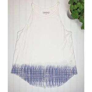 White Tank Top with Blue Ombré Design